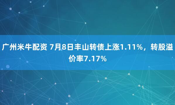 广州米牛配资 7月8日丰山转债上涨1.11%,转股溢价率7.17%