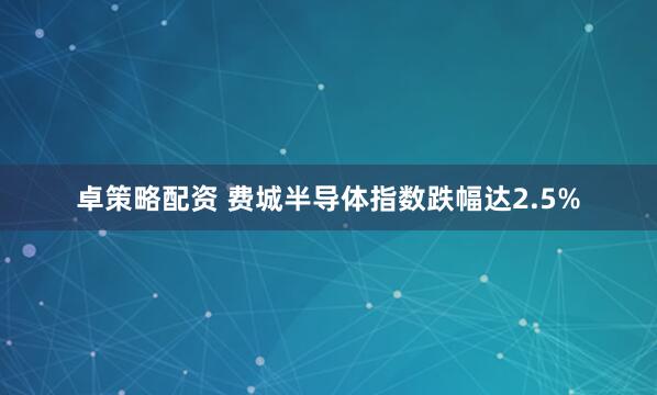 卓策略配资 费城半导体指数跌幅达2.5%