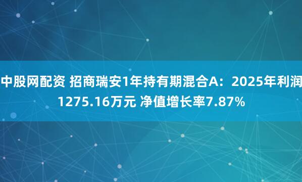 中股网配资 招商瑞安1年持有期混合A：2025年利润1275.16万元 净值增长率7.87%